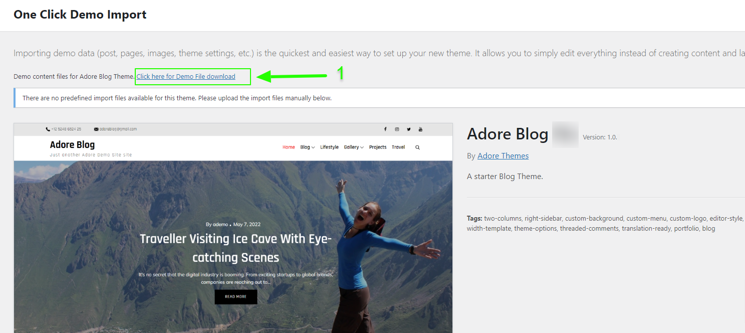 Demo Data – Adore Themes Documentations